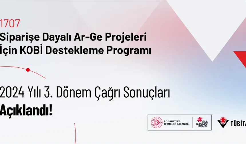 1707 Siparişe Dayalı Ar-Ge Projeleri İçin KOBİ Destekleme Programı 2024 Yılı 3. Dönem Çağrı Sonuçları Açıklandı!